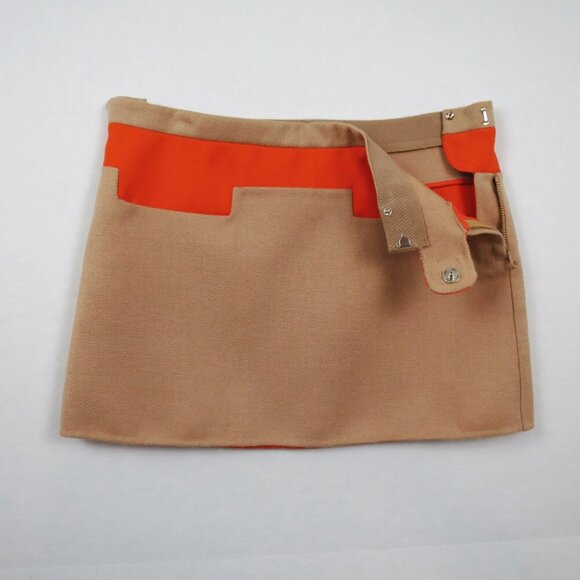 Marc Jacobs Camel and Orange Wool Micro Mini Skirt Appliqué Button Detail 4 - Picture 4 of 14